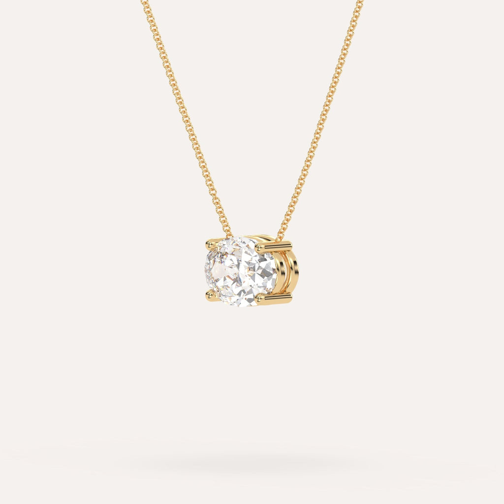 3 carat Oval Floating Diamond Necklace Natural Yellow Gold