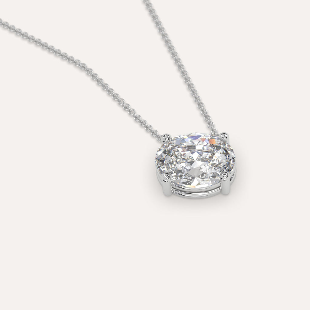 Simple Diamond Floating Necklace With Oval Natural Diamond In White Gold