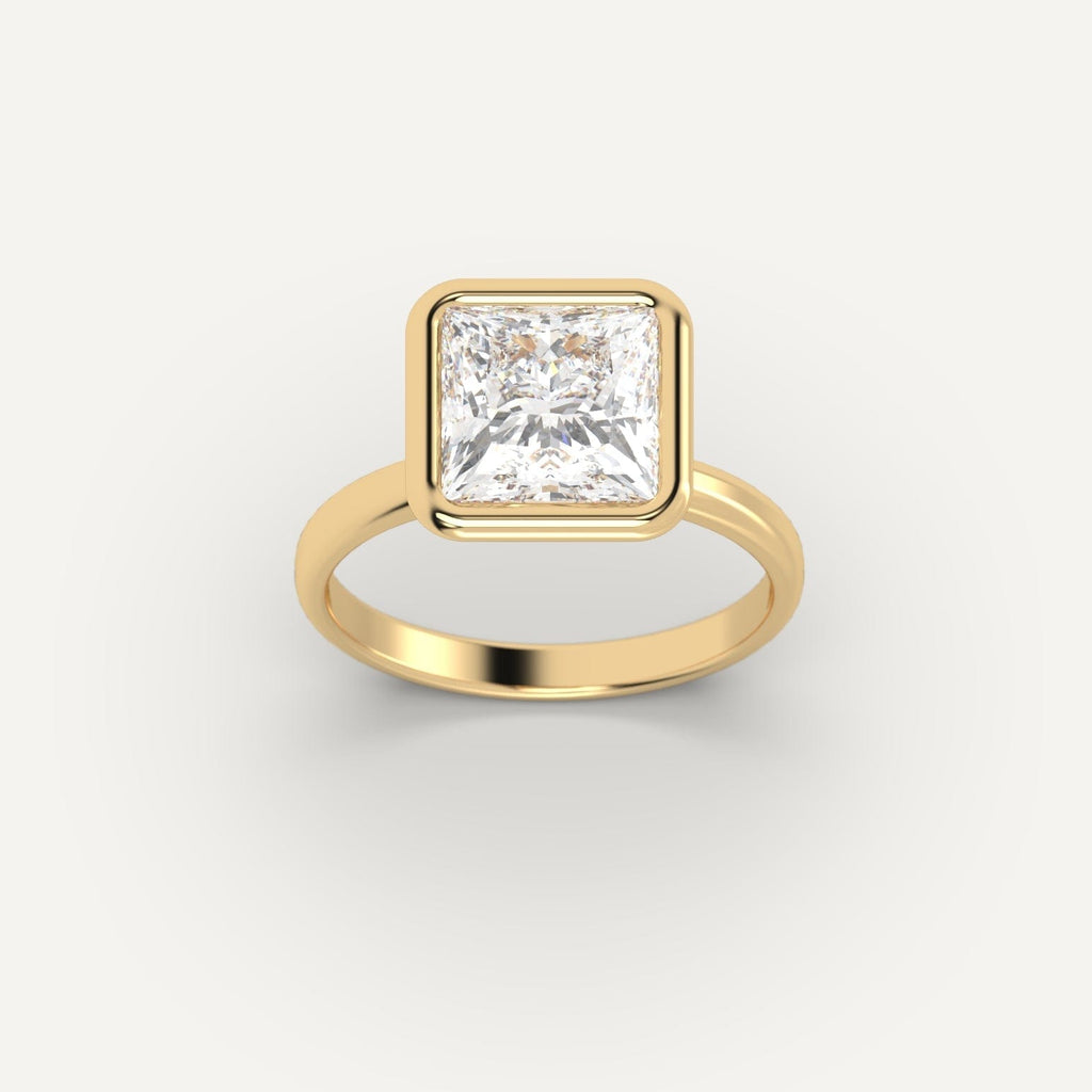 14K Yellow Gold Princess Cut Engagement Ring Setting