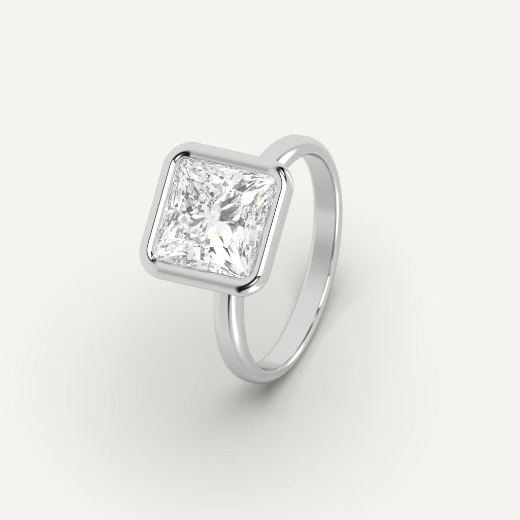 Platinum Bezel Princess Cut Diamond Ring Setting