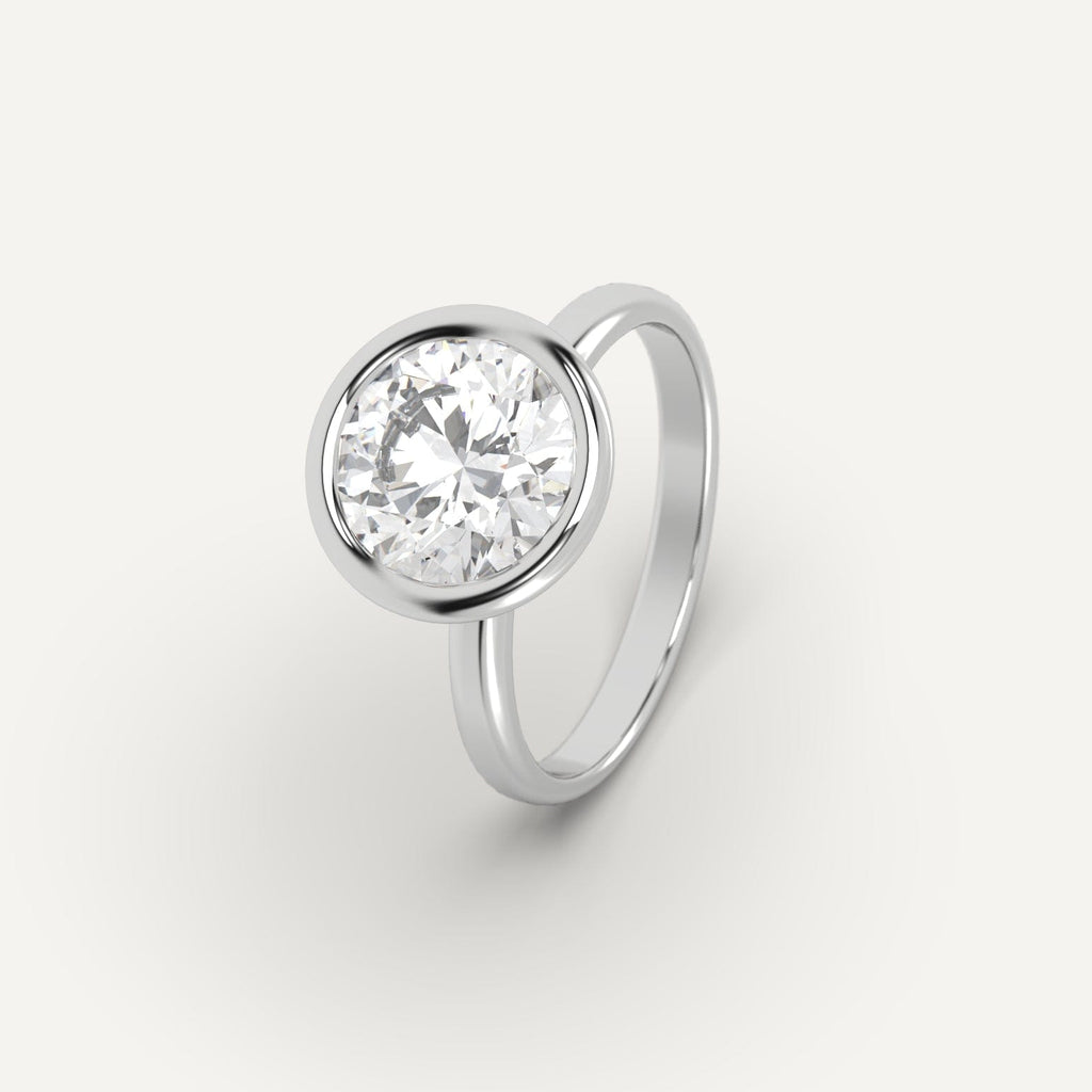 Platinum Bezel Round Cut Diamond Ring Setting