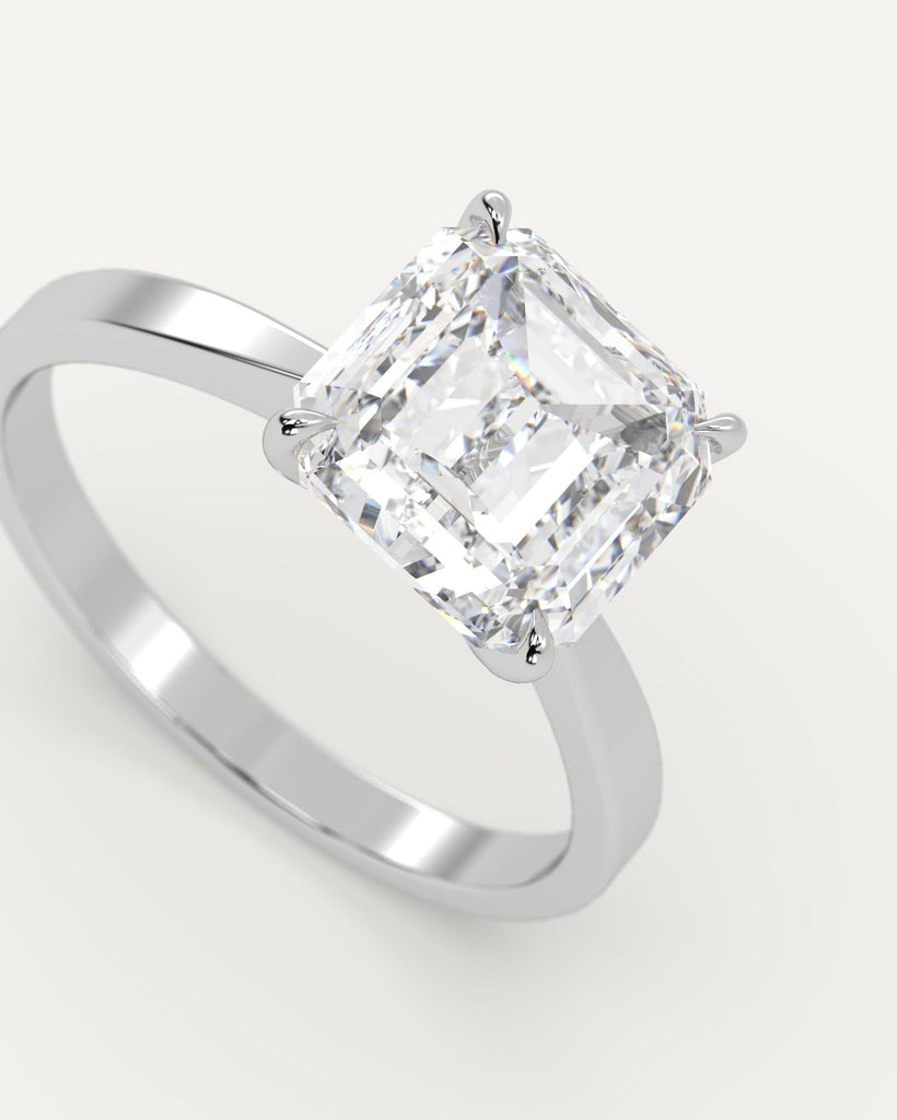 Asscher Diamond Ring Semi-Mount Platinum