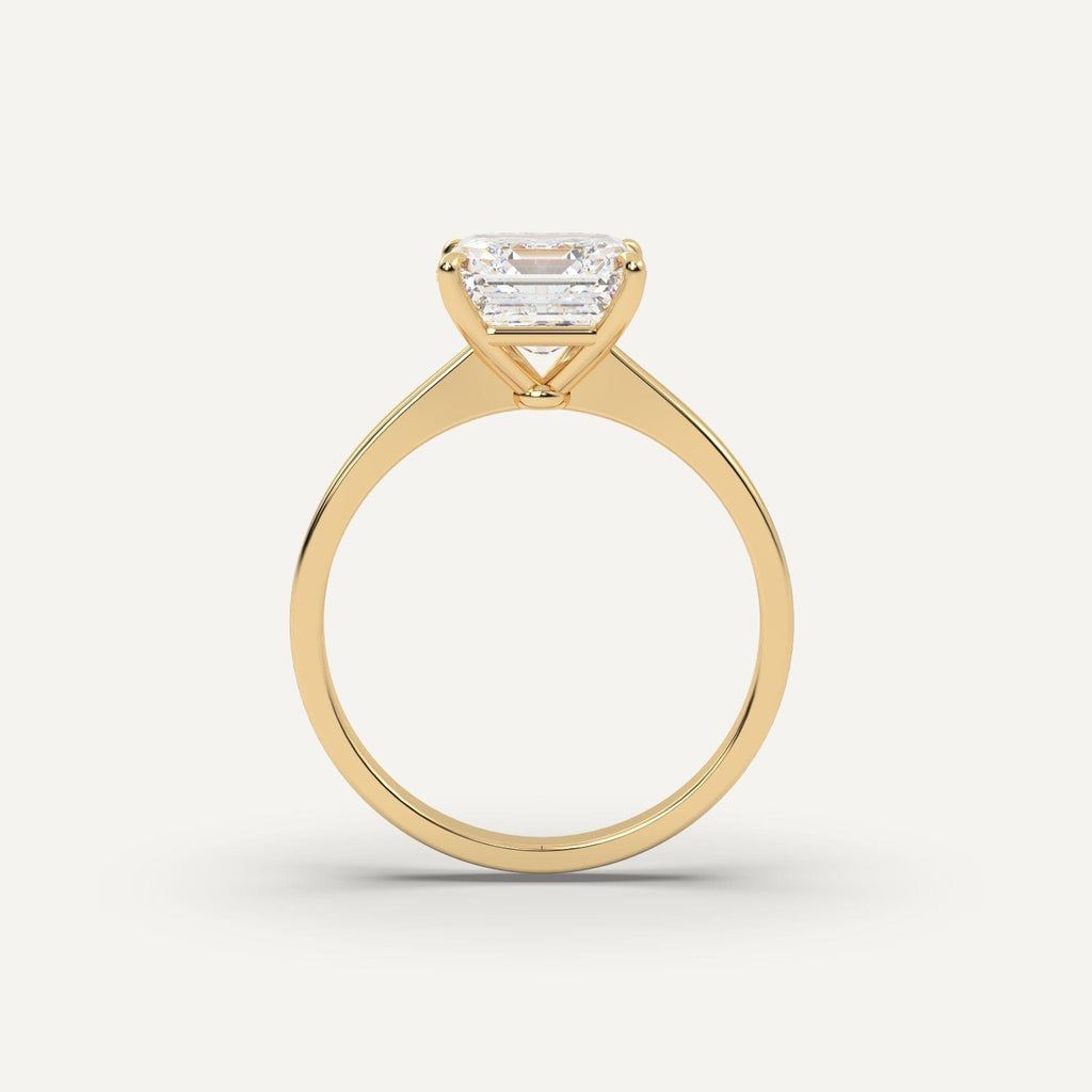 Asscher Diamond Ring Semi-Mount 14K Yellow Gold