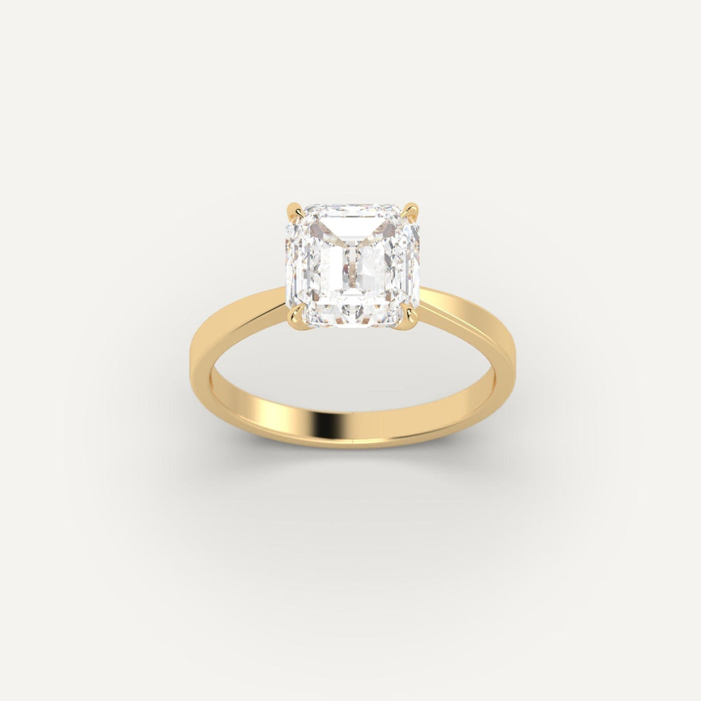 14K Yellow Gold Asscher Cut Engagement Ring Setting