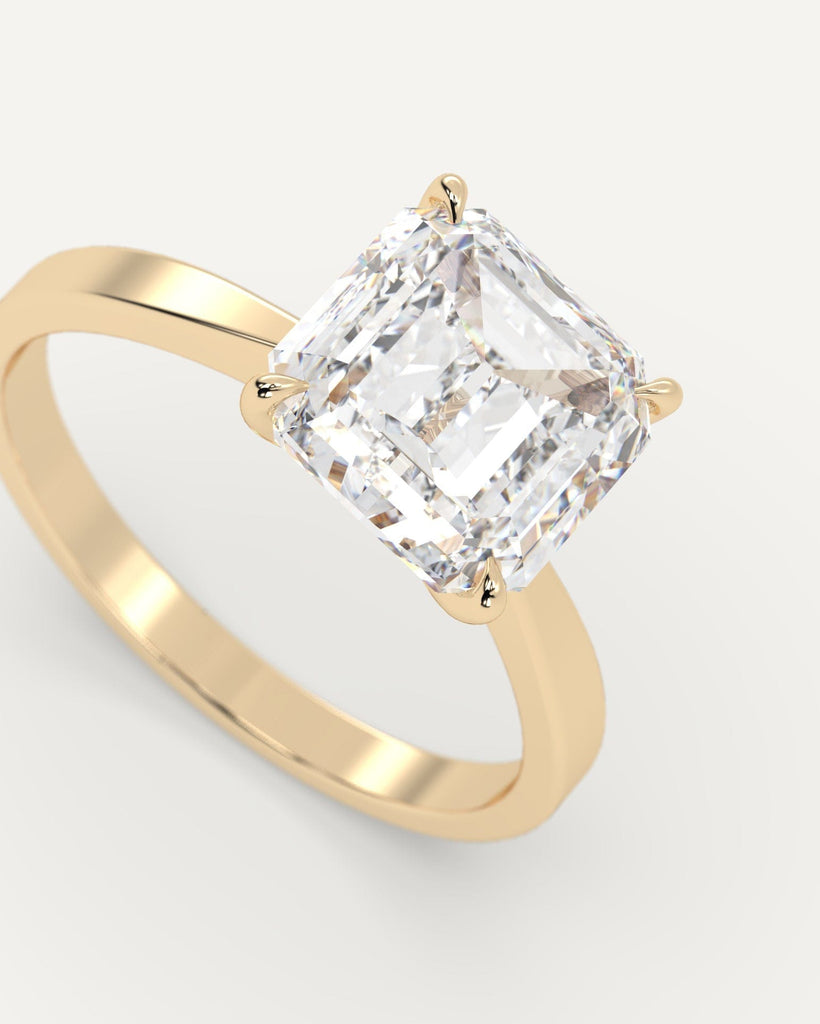 Gold Cathedral Asscher Cut Diamond Ring Setting No Diamond