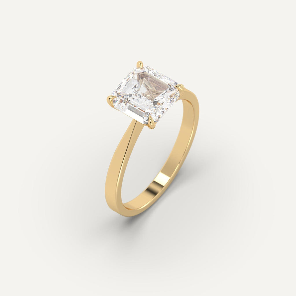 Yellow Gold Cathedral Asscher Cut Diamond Ring Setting