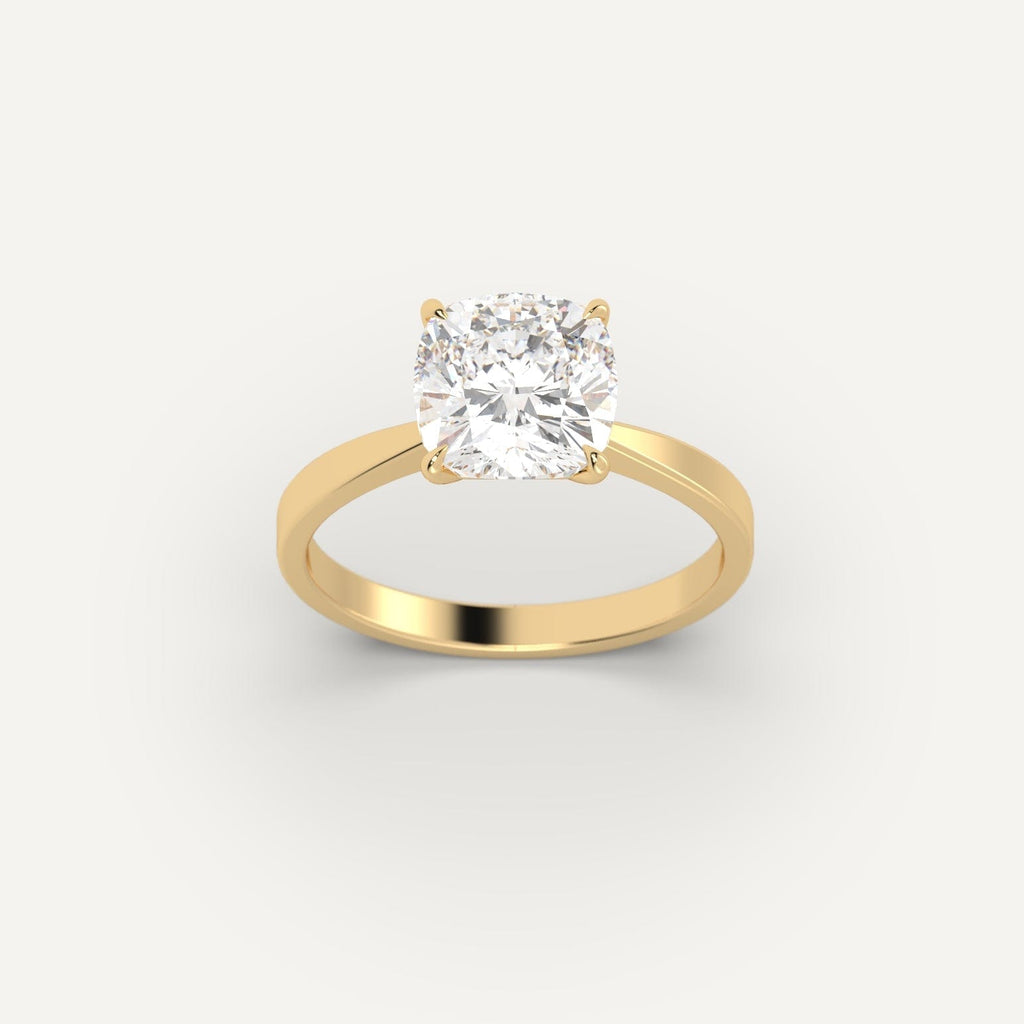 14K Yellow Gold Cushion Cut Engagement Ring Setting