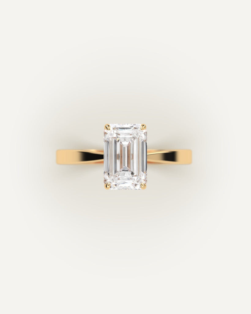 Gold Cathedral Emerald Cut Diamond Ring Setting No Diamond