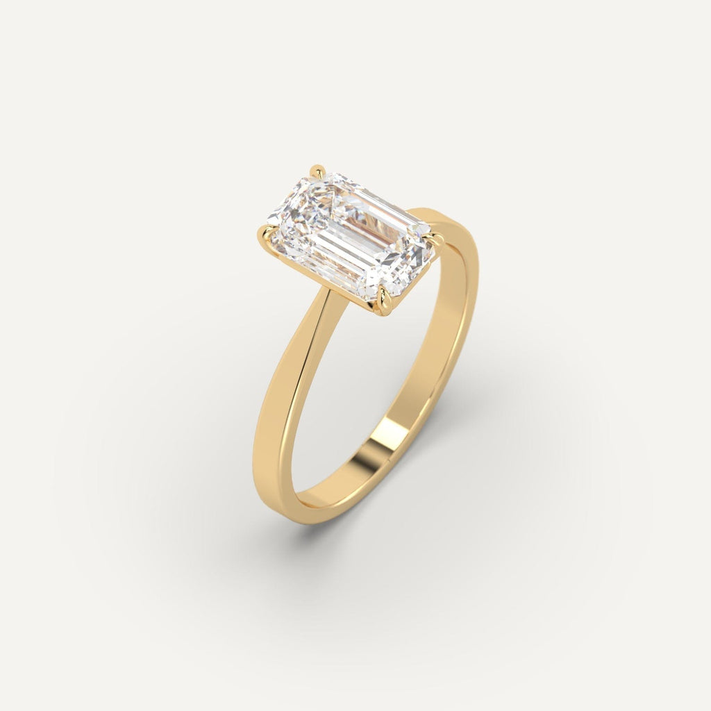 Yellow Gold Cathedral Emerald Cut Diamond Ring Setting