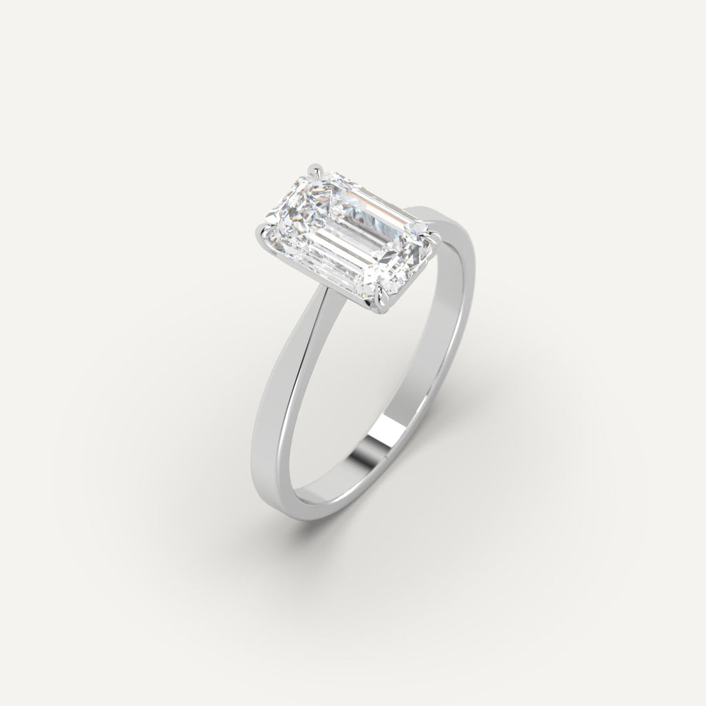 White Gold Cathedral Emerald Cut Diamond Ring Setting