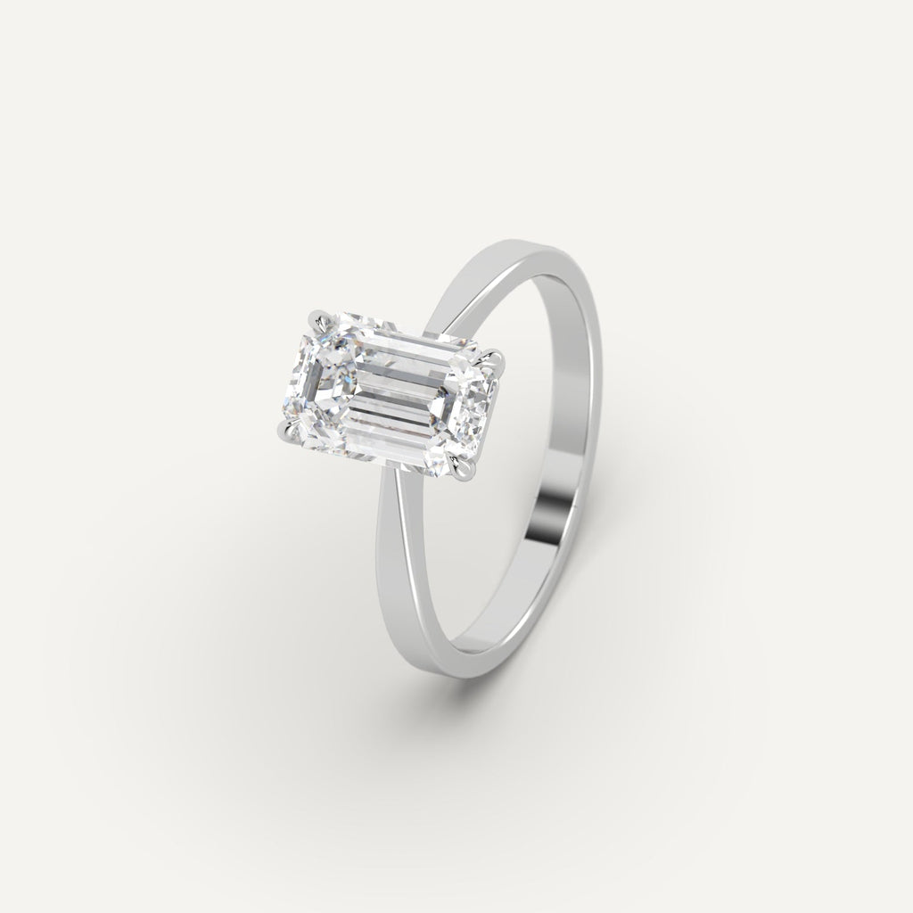 Platinum Cathedral Emerald Cut Diamond Ring Setting