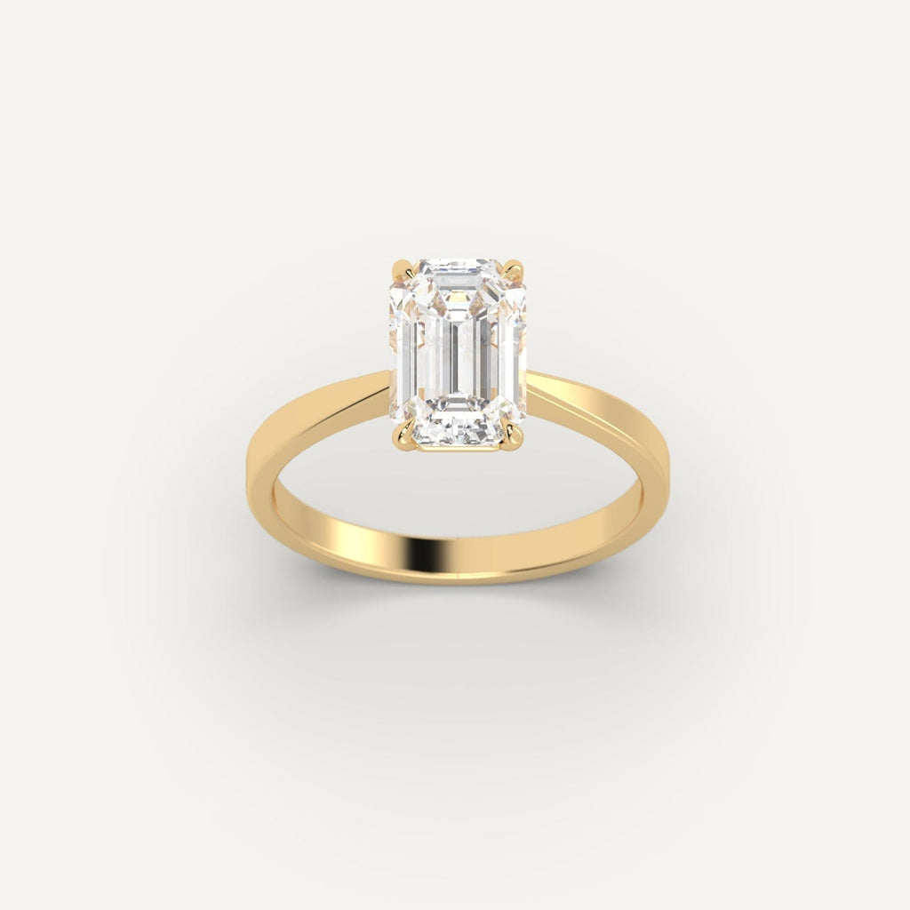 14K Yellow Gold Emerald Cut Engagement Ring Setting