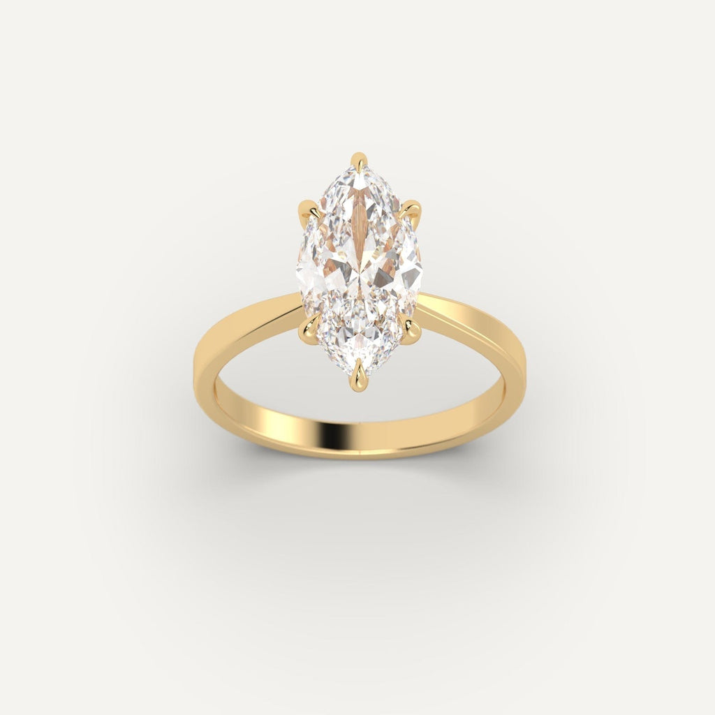 14K Yellow Gold Marquise Cut Engagement Ring Setting