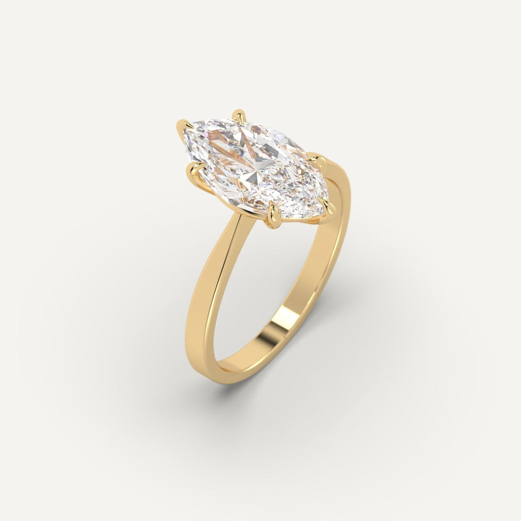 Yellow Gold Cathedral Marquise Cut Diamond Ring Setting