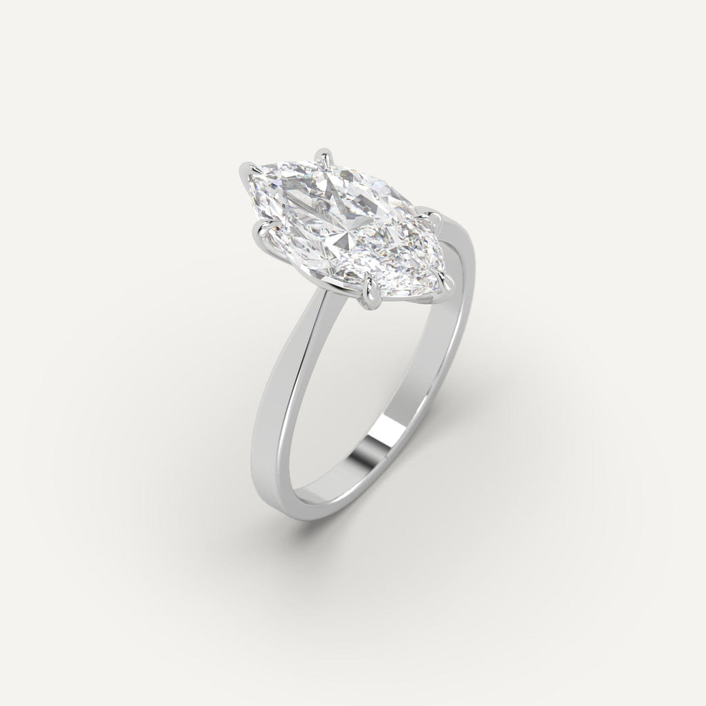 White Gold Cathedral Marquise Cut Diamond Ring Setting