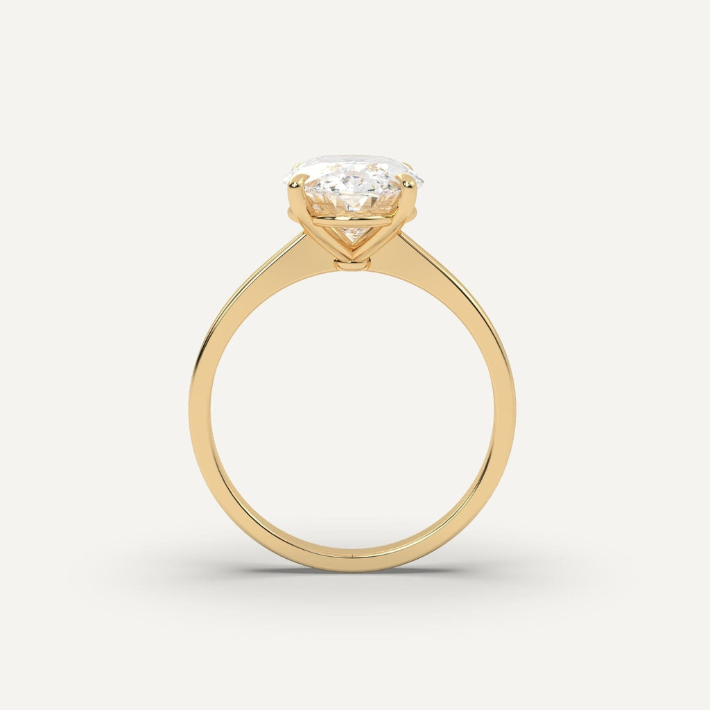 Oval Diamond Ring Semi-Mount 14K Yellow Gold