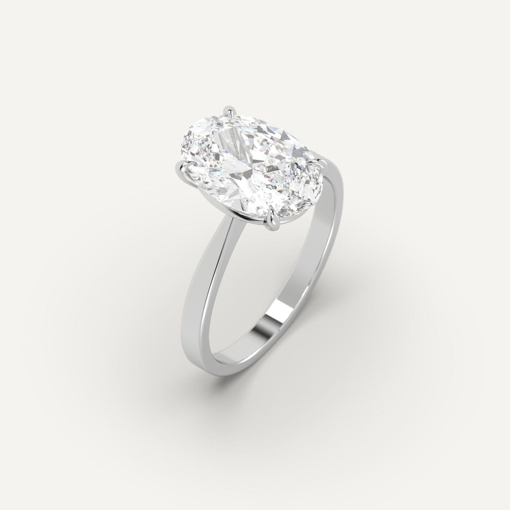 White Gold Cathedral Oval Cut Diamond Ring Setting