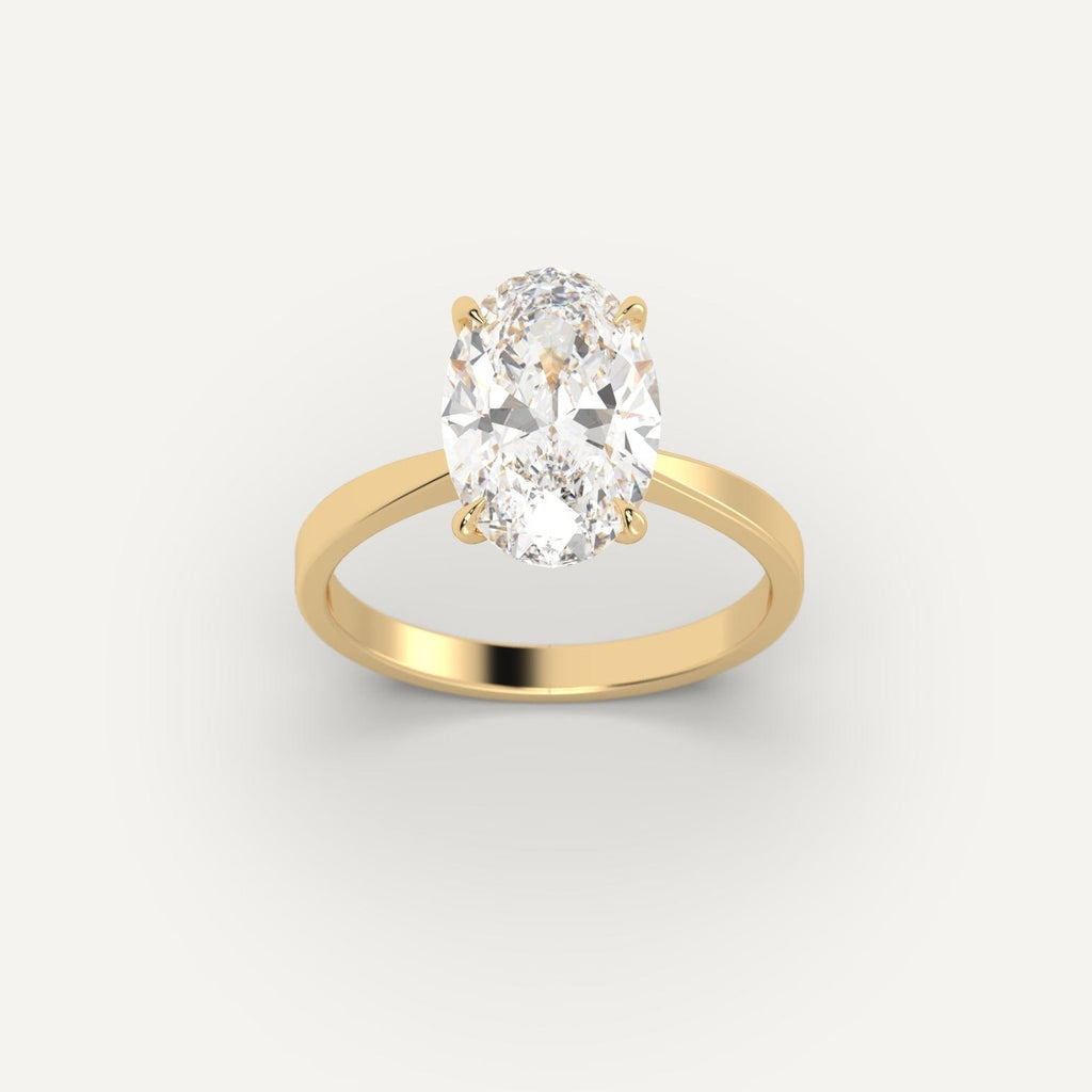 14K Yellow Gold Oval Cut Engagement Ring Setting