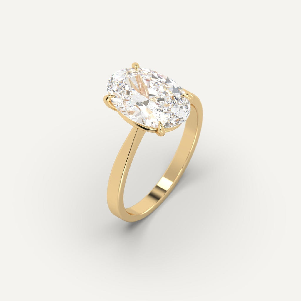 Yellow Gold Cathedral Oval Cut Diamond Ring Setting