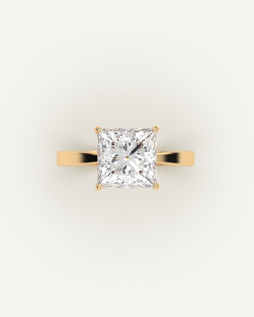 Gold Cathedral Princess Cut Diamond Ring Setting No Diamond