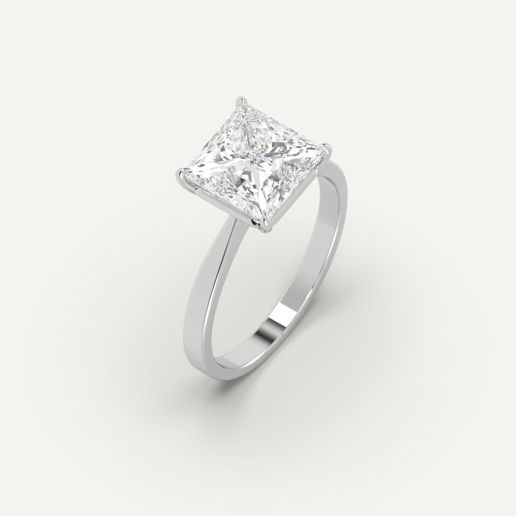 White Gold Cathedral Princess Cut Diamond Ring Setting