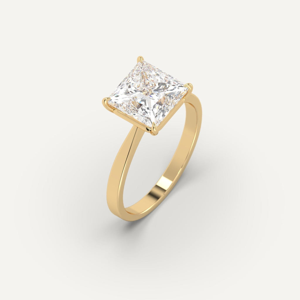 Yellow Gold Cathedral Princess Cut Diamond Ring Setting