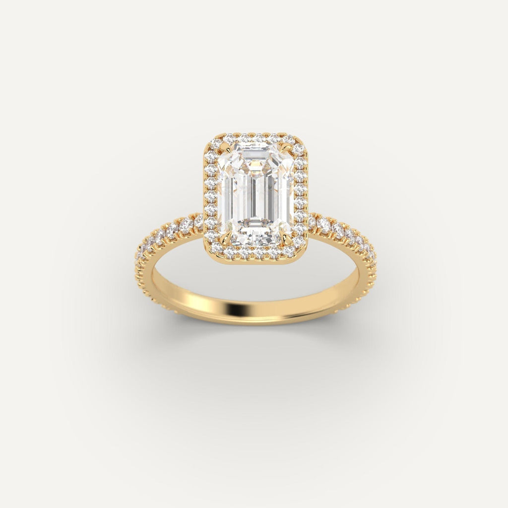 14K Yellow Gold Emerald Cut Engagement Ring Setting