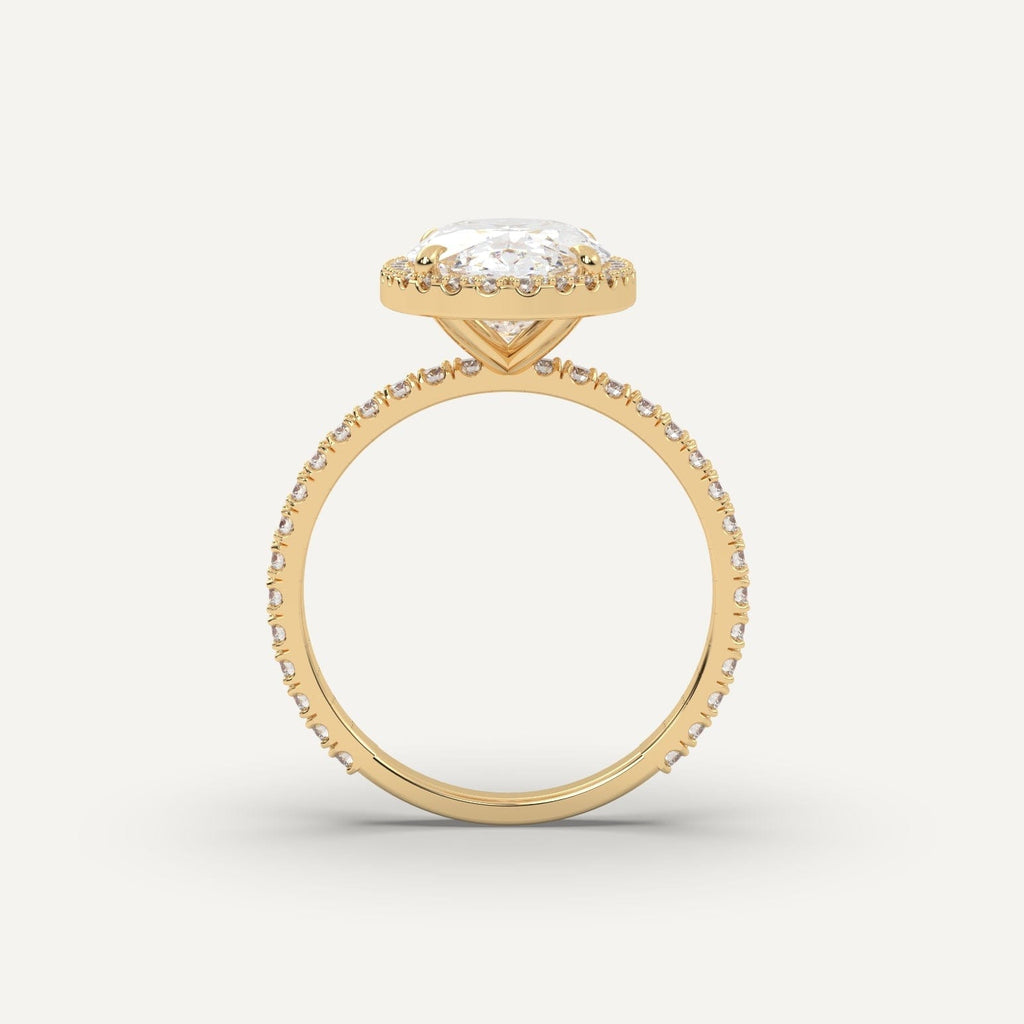 Oval Diamond Ring Semi-Mount 14K Yellow Gold