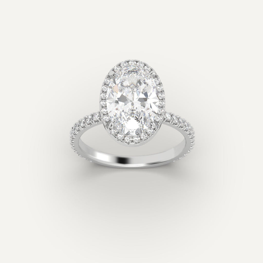 Ring Setting in 14K White Gold for 1, 2 and 3 carat Oval Diamonds