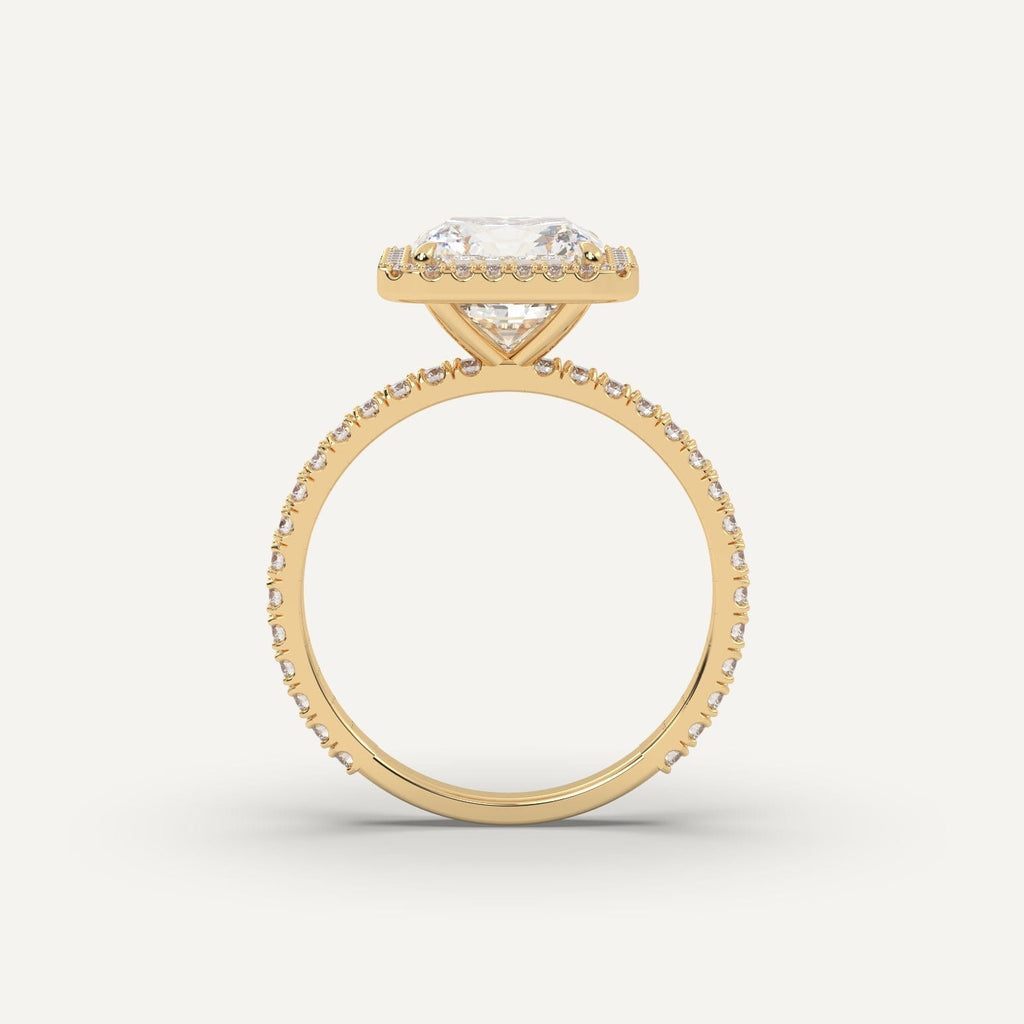 Radiant Diamond Ring Semi-Mount 14K Yellow Gold