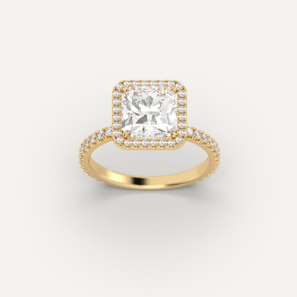 14K Yellow Gold Radiant Cut Engagement Ring Setting