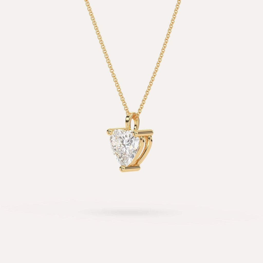 3 carat Heart Pendant Diamond Necklace Natural Yellow Gold