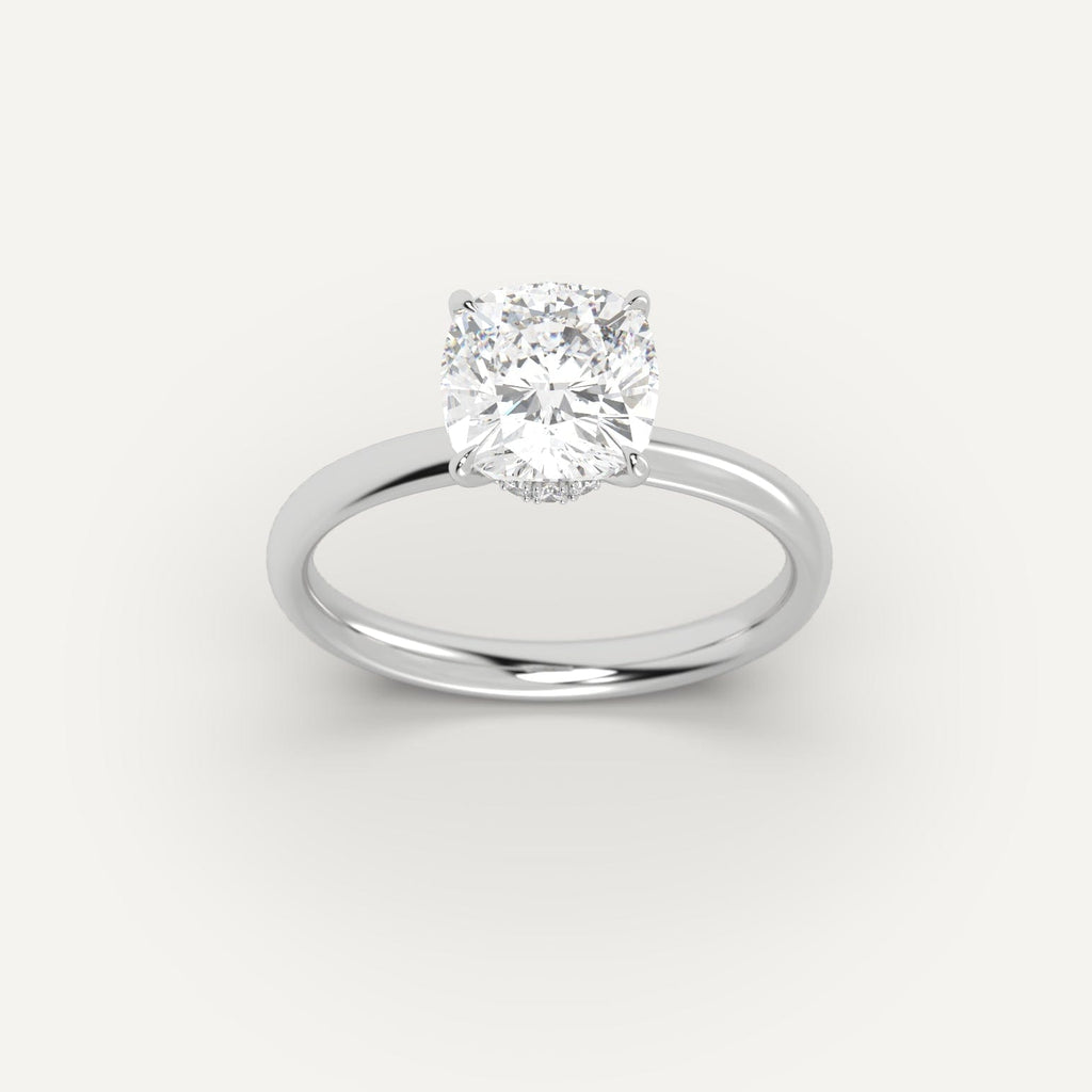 Ring Setting in 14K White Gold for 1, 2 and 3 carat Cushion Diamonds