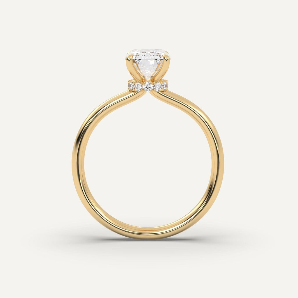 Emerald Diamond Ring Semi-Mount 14K Yellow Gold