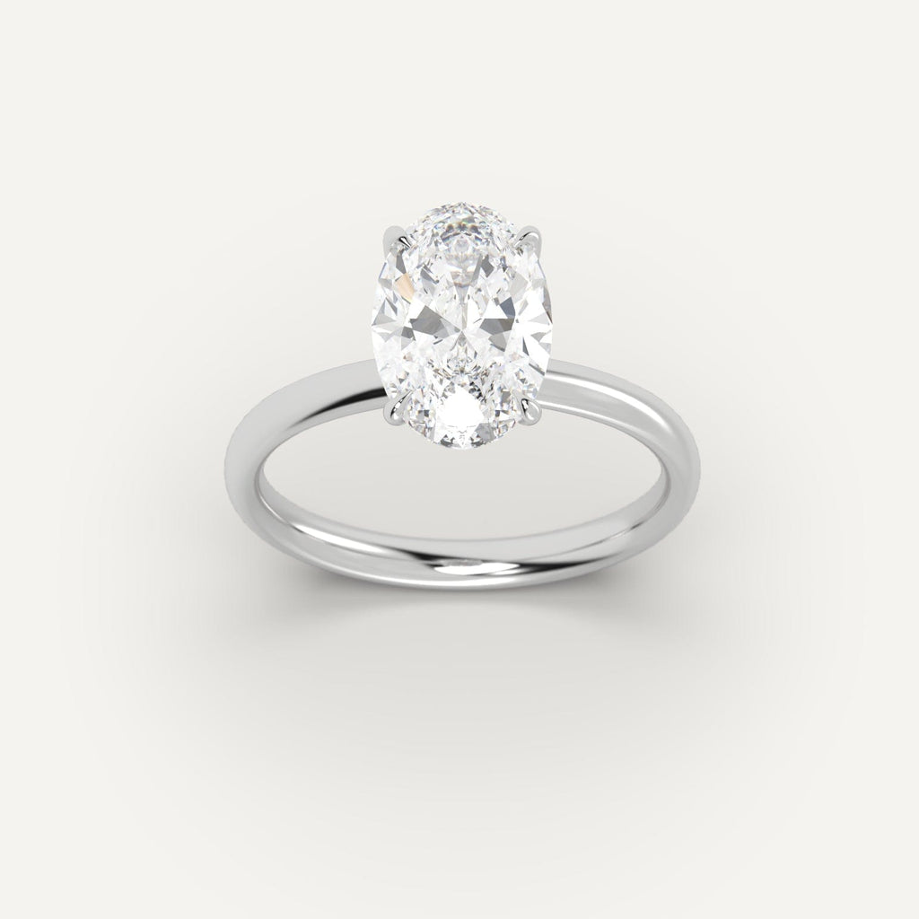 Ring Setting in 14K White Gold for 1, 2 and 3 carat Oval Diamonds