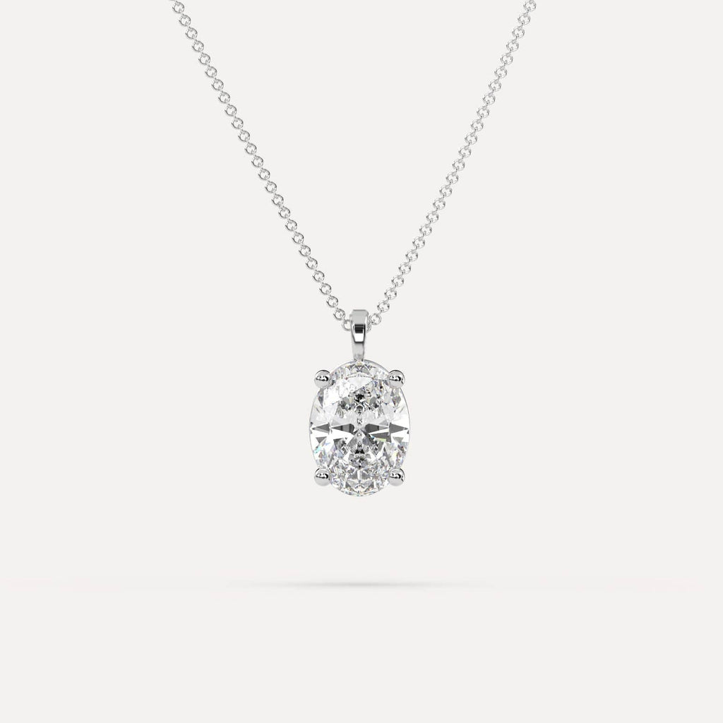 3 Carat Diamond Pendant Necklace In 14K White Gold