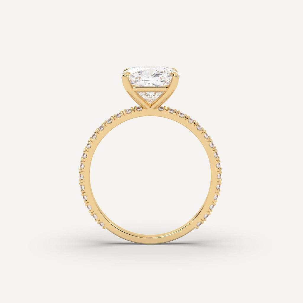 Cushion Diamond Ring Semi-Mount 14K Yellow Gold