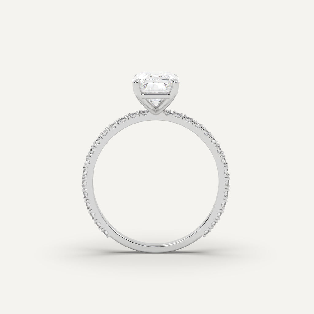 Emerald Diamond Ring Semi-Mount 14K White Gold