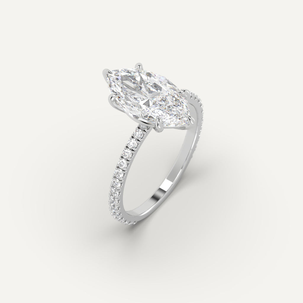 White Gold Pave Marquise Cut Diamond Ring Setting