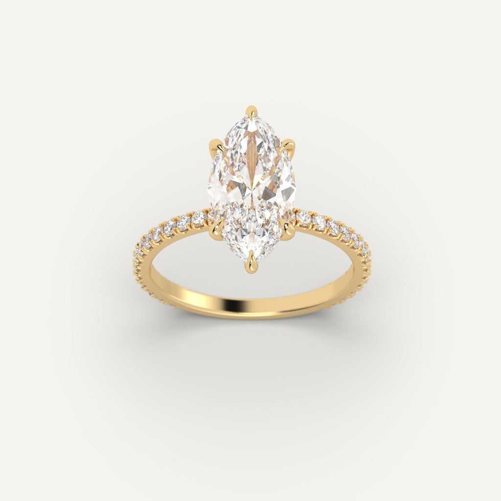 14K Yellow Gold Marquise Cut Engagement Ring Setting