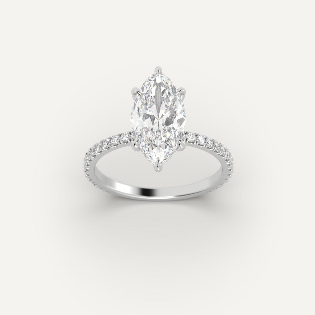 Ring Setting in 14K White Gold for 1, 2 and 3 carat Marquise Diamonds