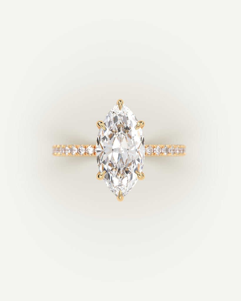Gold Pave Marquise Cut Diamond Ring Setting No Diamond