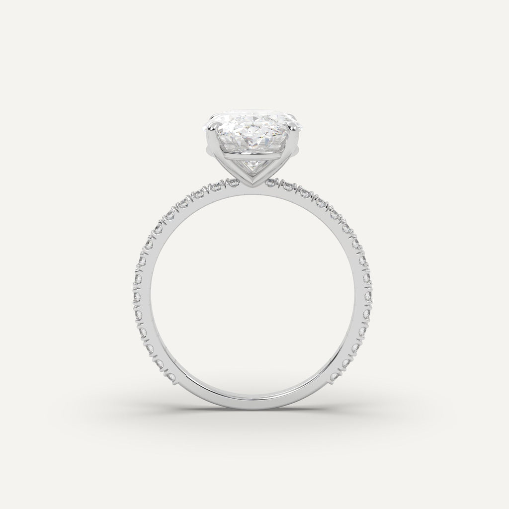 Oval Diamond Ring Semi-Mount 14K White Gold