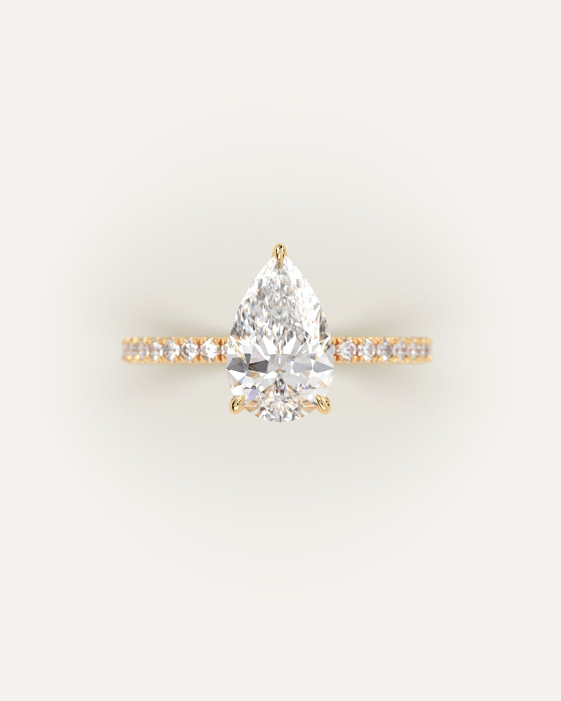 Gold Pave Pear Cut Diamond Ring Setting No Diamond