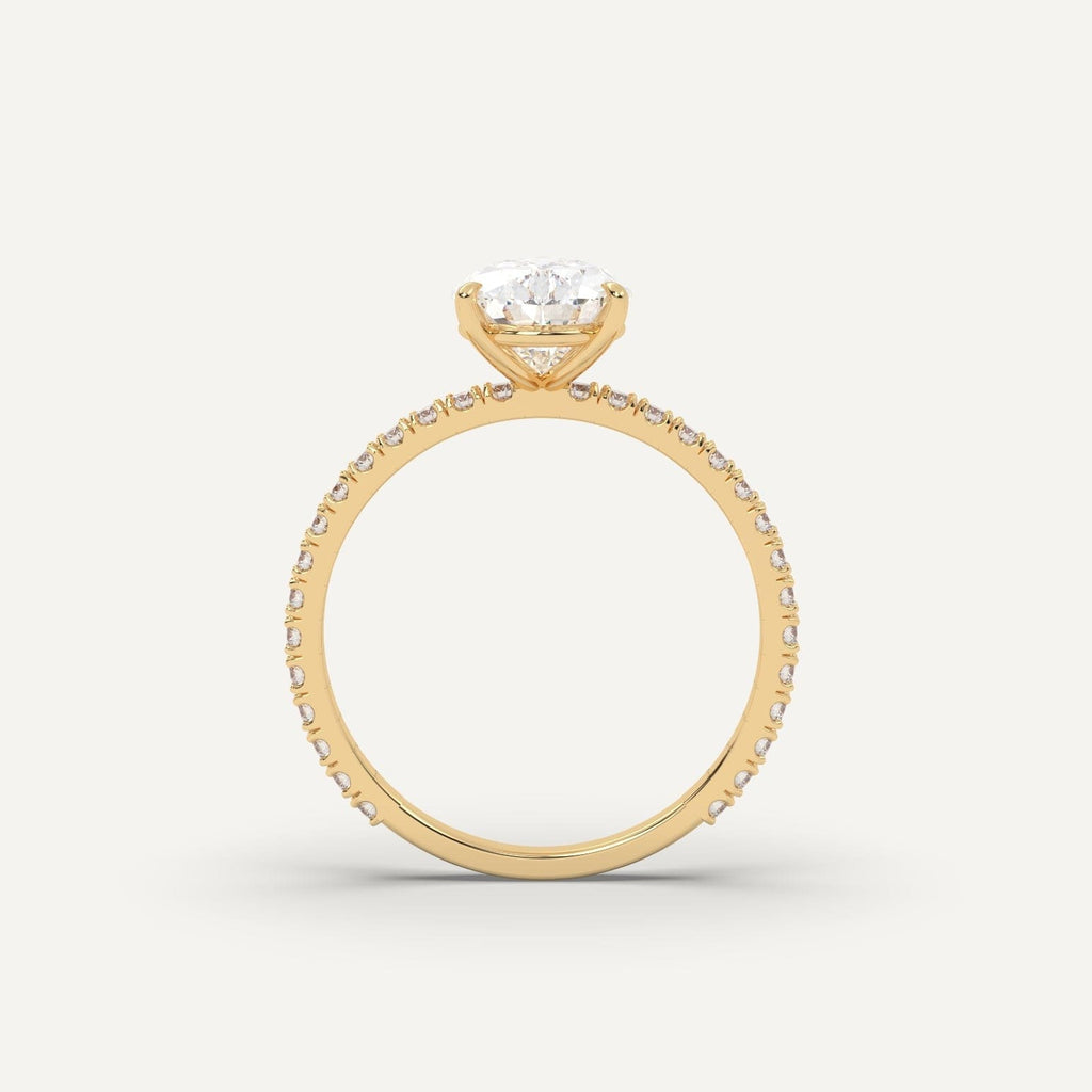 Pear Diamond Ring Semi-Mount 14K Yellow Gold