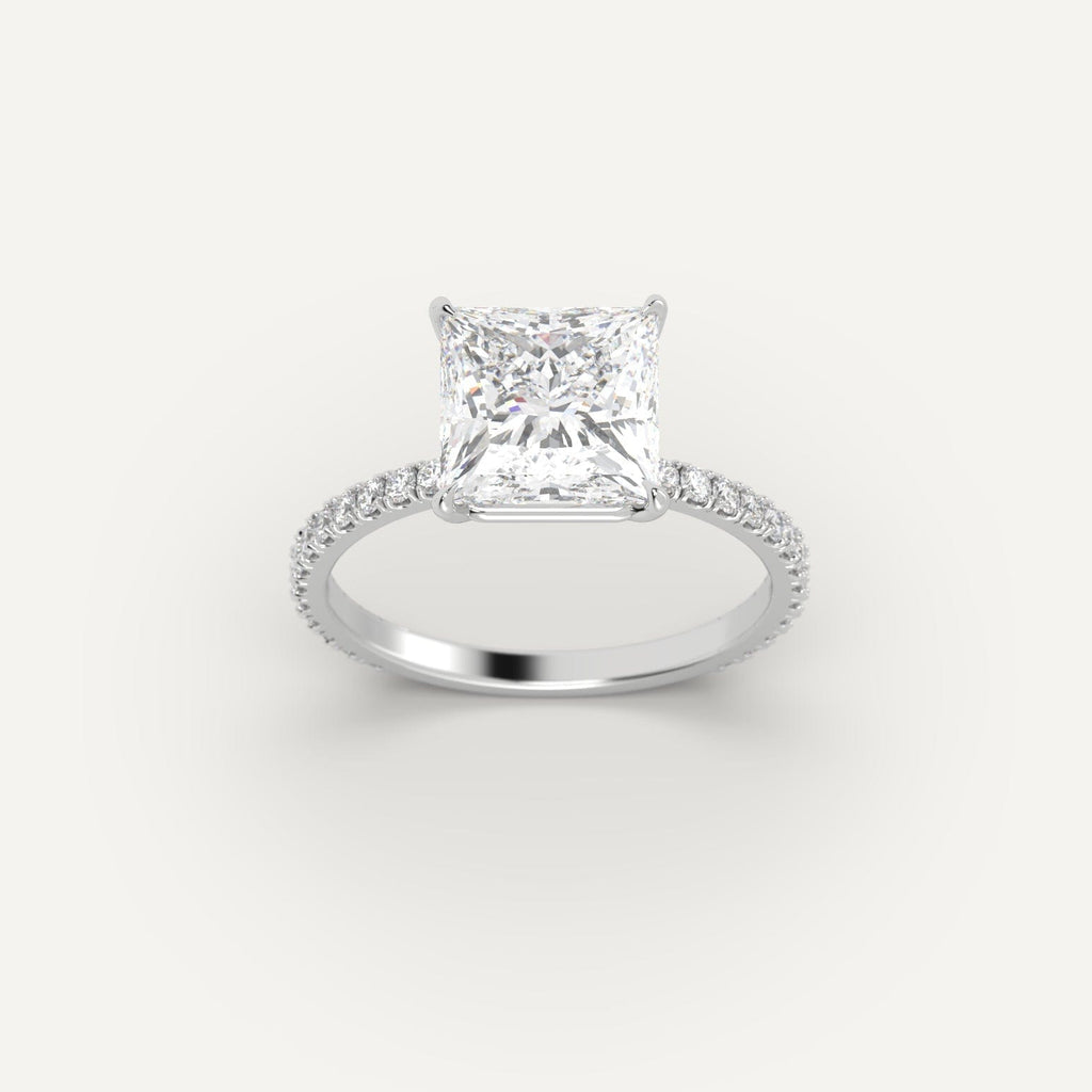 Ring Setting in 14K White Gold for 1, 2 and 3 carat Princess Diamonds