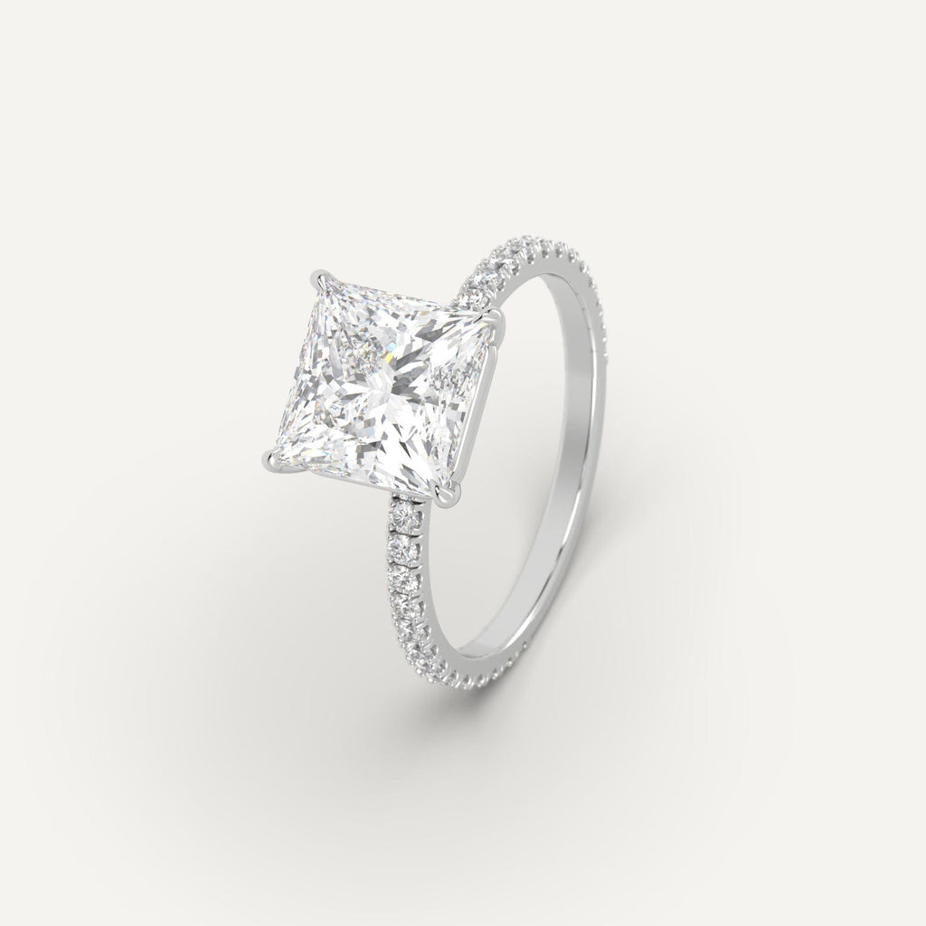 Platinum Pave Princess Cut Diamond Ring Setting