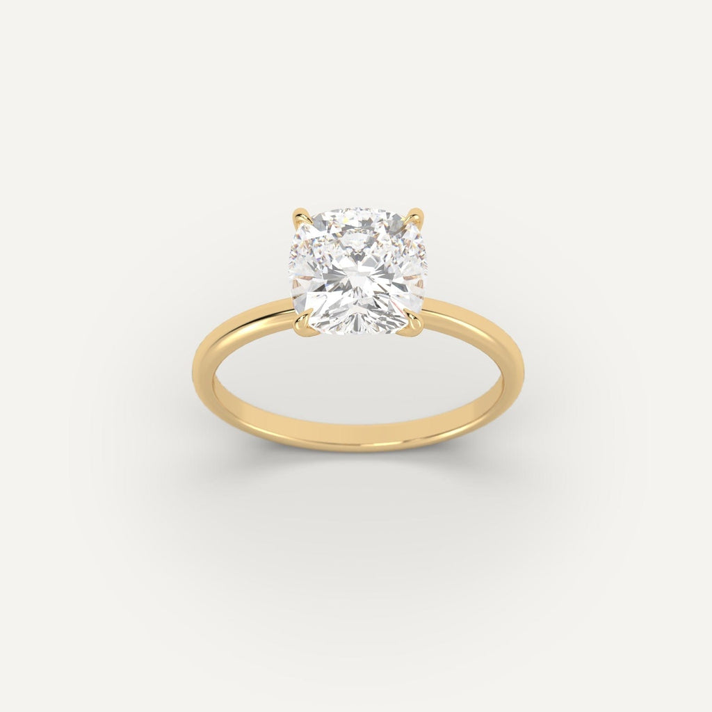 14K Yellow Gold Cushion Cut Engagement Ring Setting