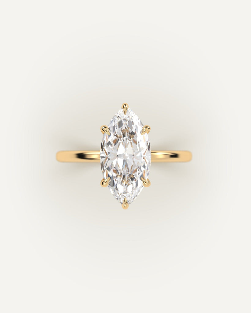 Gold Solitaire Marquise Cut Diamond Ring Setting No Diamond