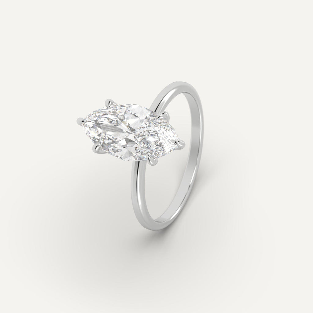 Platinum Solitaire Marquise Cut Diamond Ring Setting